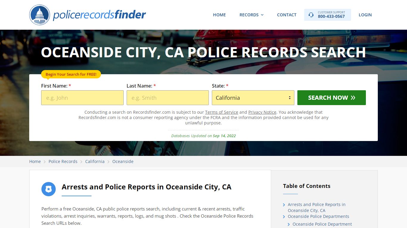 Oceanside, San Diego County, CA Police Reports & Police Department Records